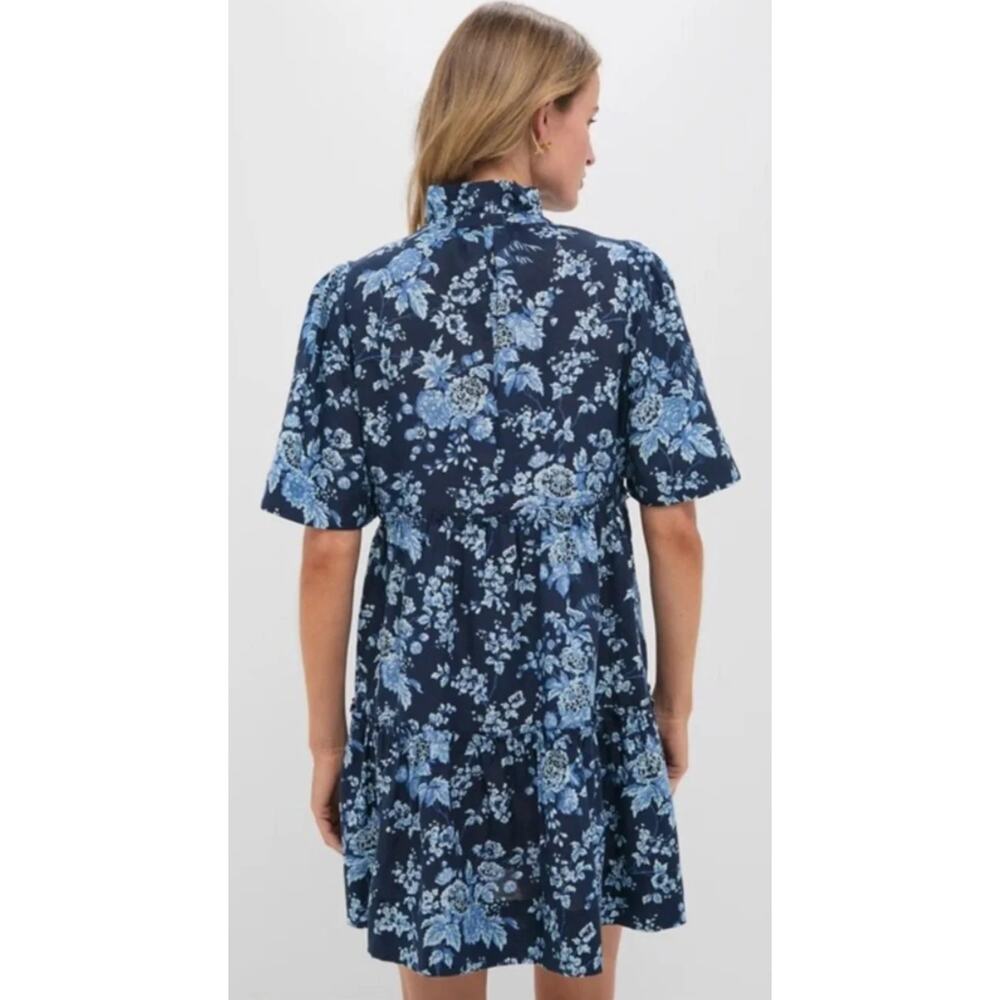 Tuckernuck Crawford Linen Mini Dress Twilight Garden Floral Navy Blue M - Picture 5 of 11